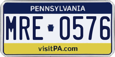PA license plate MRE0576