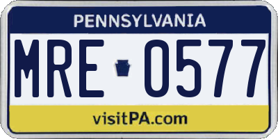 PA license plate MRE0577