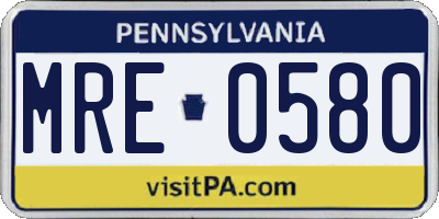 PA license plate MRE0580