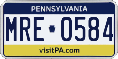 PA license plate MRE0584