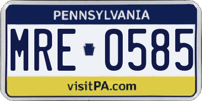 PA license plate MRE0585