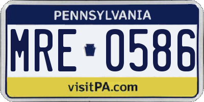PA license plate MRE0586