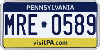 PA license plate MRE0589