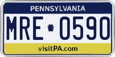 PA license plate MRE0590