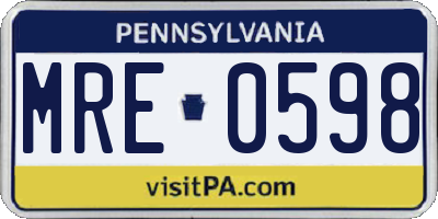 PA license plate MRE0598
