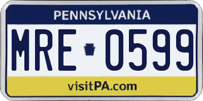 PA license plate MRE0599