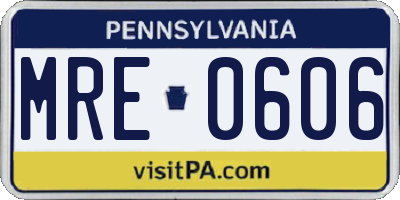 PA license plate MRE0606