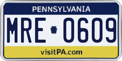 PA license plate MRE0609