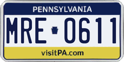 PA license plate MRE0611