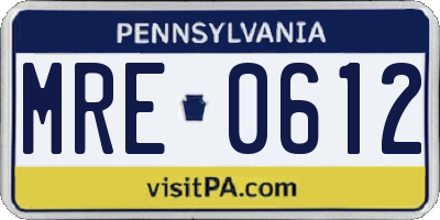 PA license plate MRE0612
