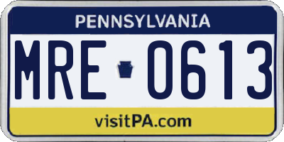 PA license plate MRE0613