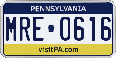 PA license plate MRE0616