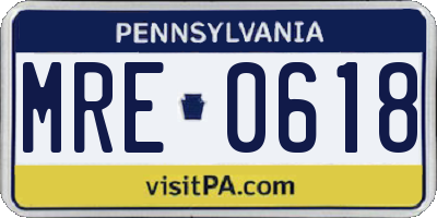 PA license plate MRE0618