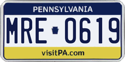 PA license plate MRE0619