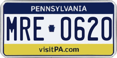 PA license plate MRE0620