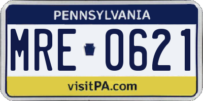 PA license plate MRE0621