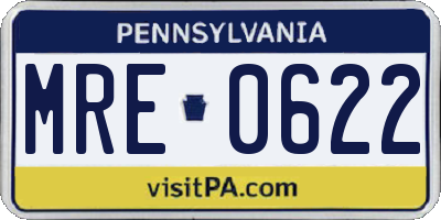 PA license plate MRE0622