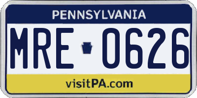 PA license plate MRE0626