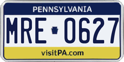 PA license plate MRE0627
