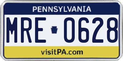 PA license plate MRE0628