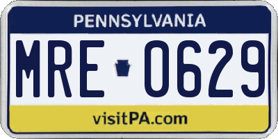 PA license plate MRE0629