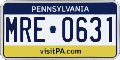 PA license plate MRE0631