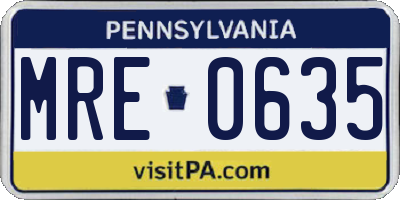 PA license plate MRE0635