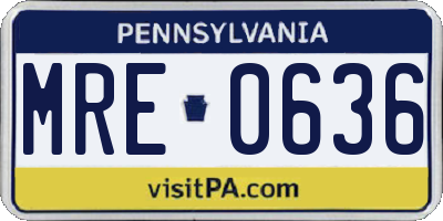 PA license plate MRE0636