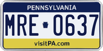 PA license plate MRE0637