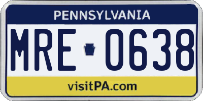 PA license plate MRE0638