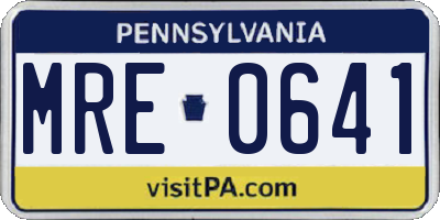 PA license plate MRE0641