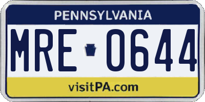 PA license plate MRE0644