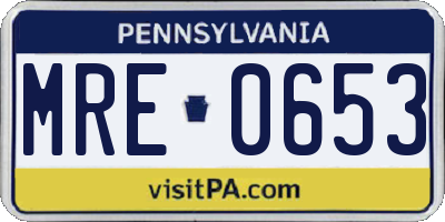 PA license plate MRE0653