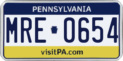 PA license plate MRE0654