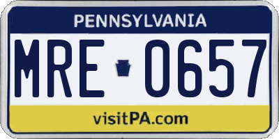 PA license plate MRE0657