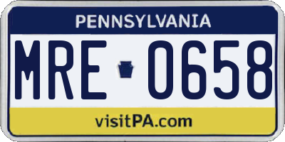 PA license plate MRE0658