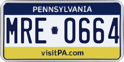 PA license plate MRE0664