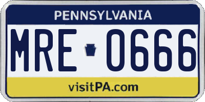 PA license plate MRE0666