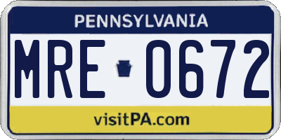 PA license plate MRE0672