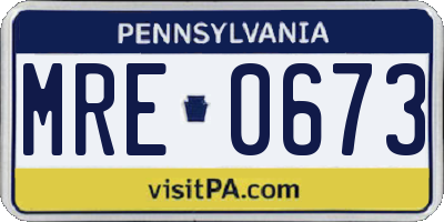 PA license plate MRE0673