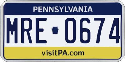 PA license plate MRE0674