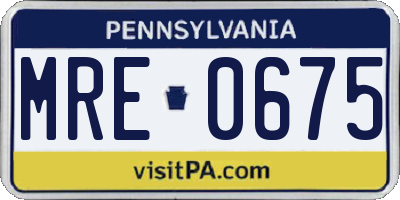 PA license plate MRE0675