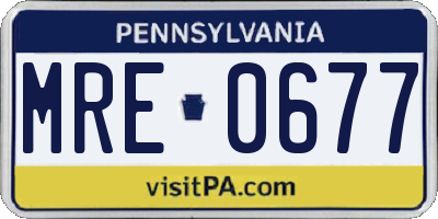 PA license plate MRE0677
