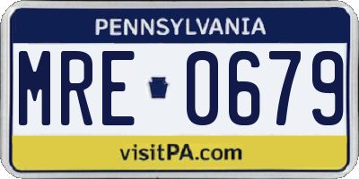 PA license plate MRE0679