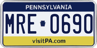 PA license plate MRE0690