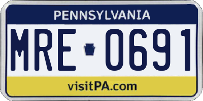 PA license plate MRE0691