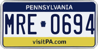 PA license plate MRE0694