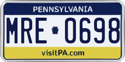 PA license plate MRE0698