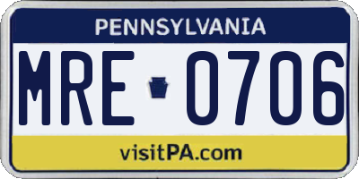 PA license plate MRE0706