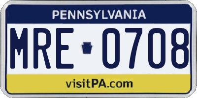 PA license plate MRE0708